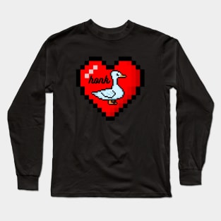 8-Bit Style Retro Heart Goose Design. Long Sleeve T-Shirt